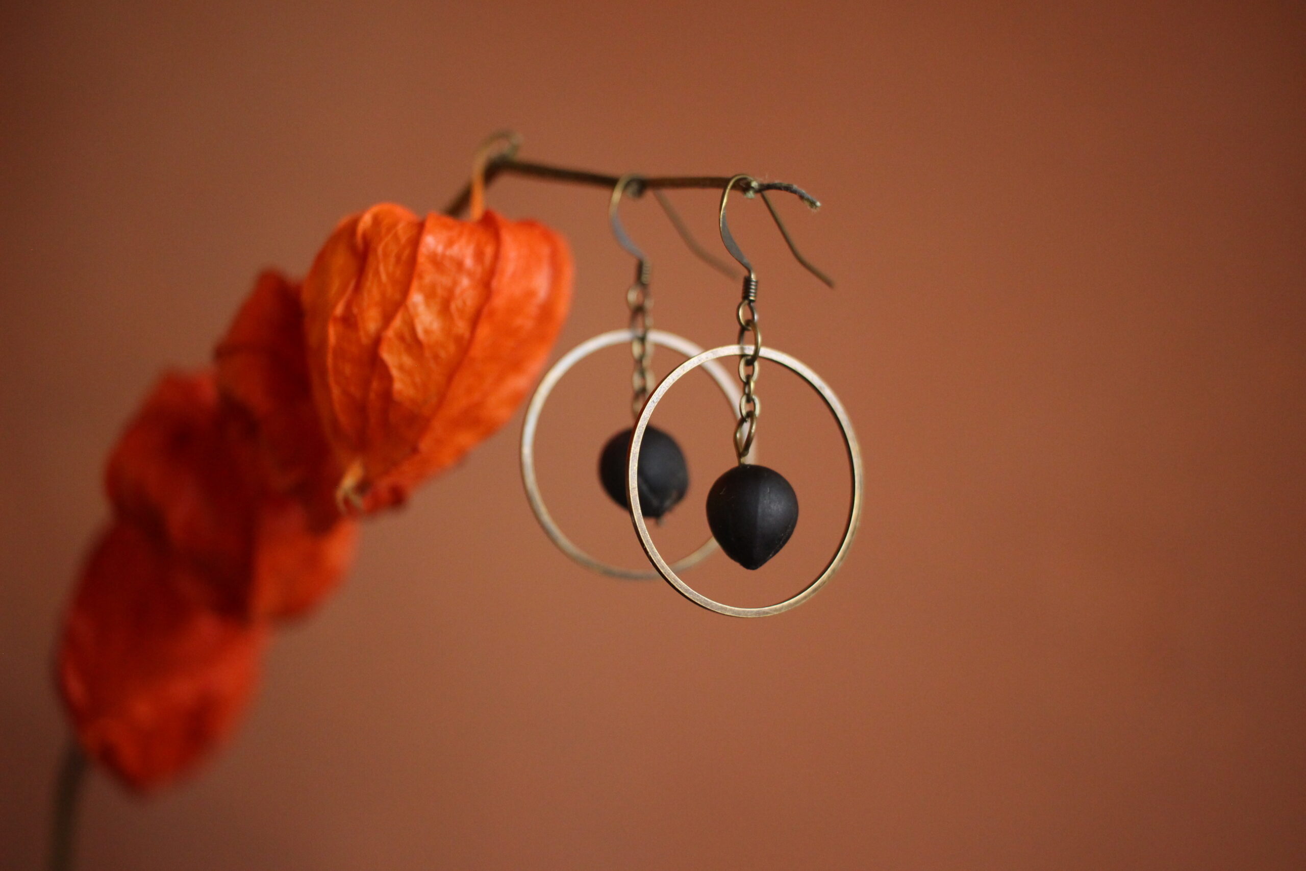 Boucles d'oreilles Rond noir