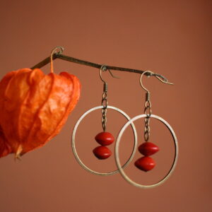 Boucles d'oreilles Rond rouge
