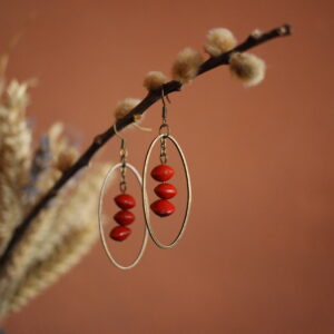 Boucles d'oreilles Ovales rouges