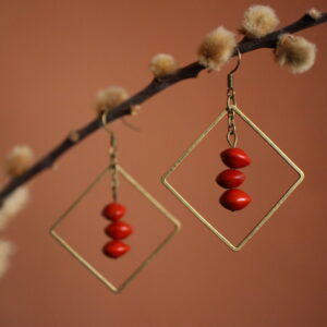 Boucles d'oreilles Carré rouge