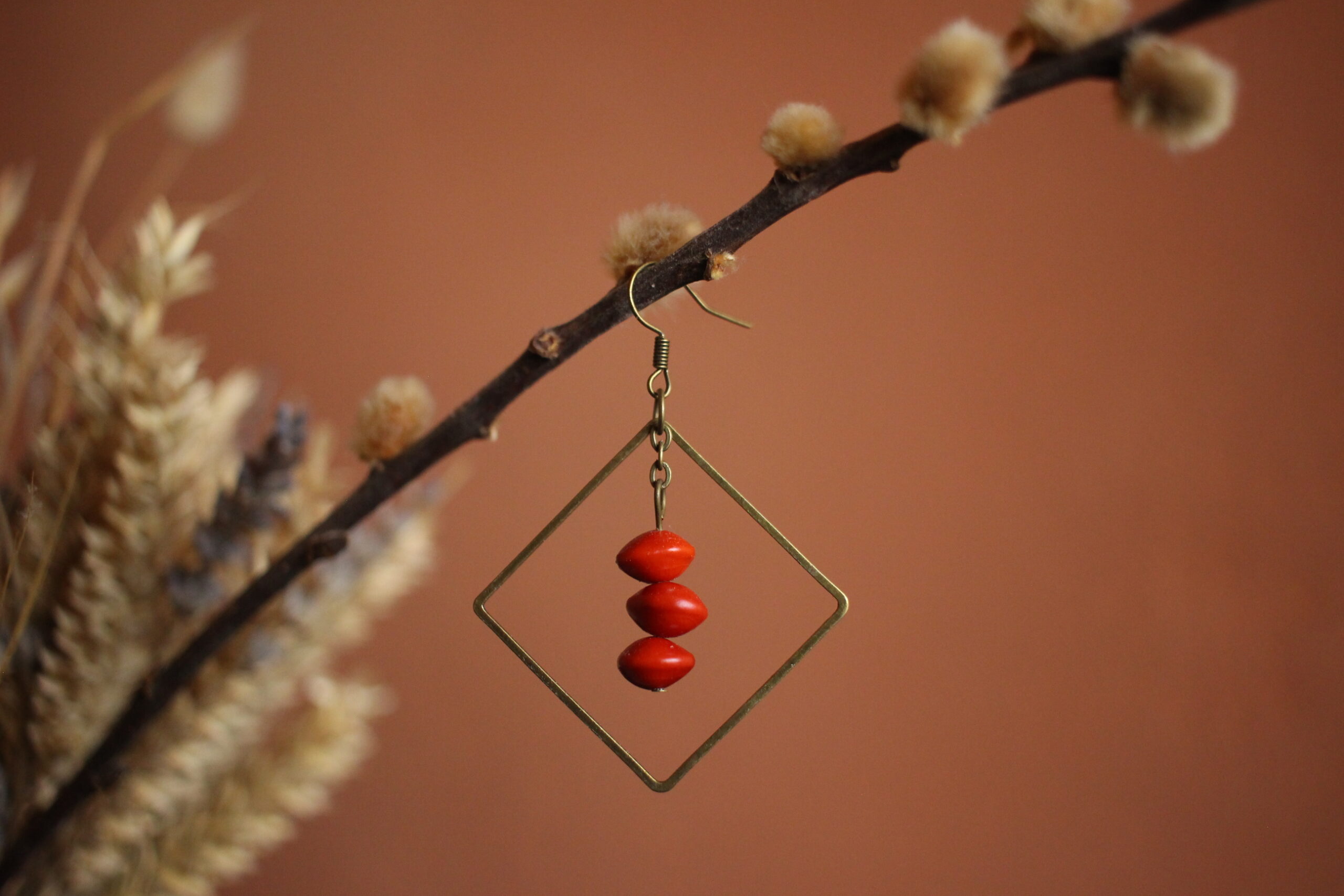 Boucles d'oreilles Carré rouge – Image 6