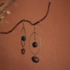 Boucles d'oreilles Ovale noire et marron
