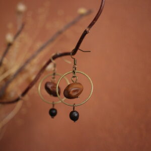 Boucles d'oreilles Rond marron et noir