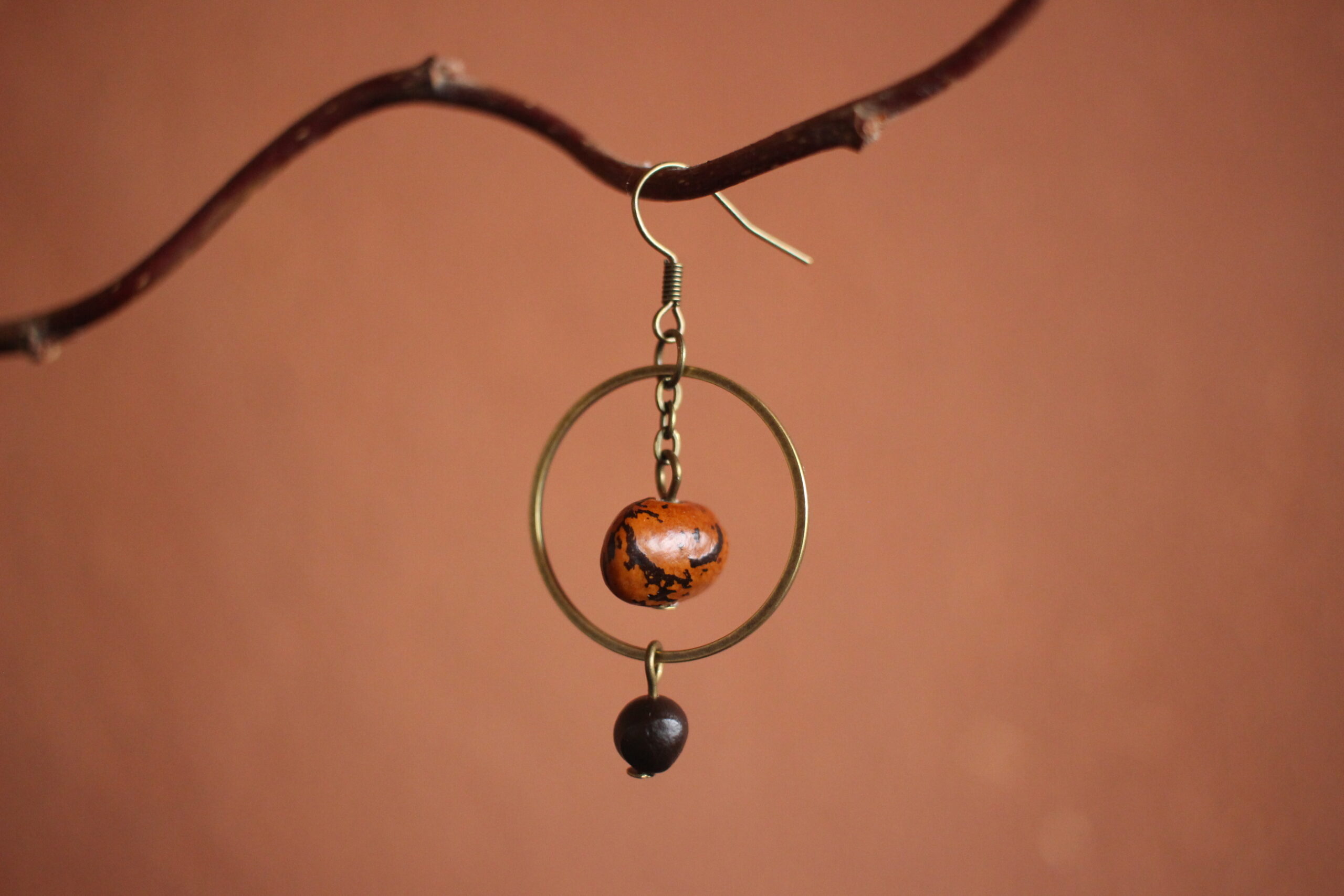 Boucles d'oreilles Petit rond haricot coco et Savonnier de Chine – Image 7