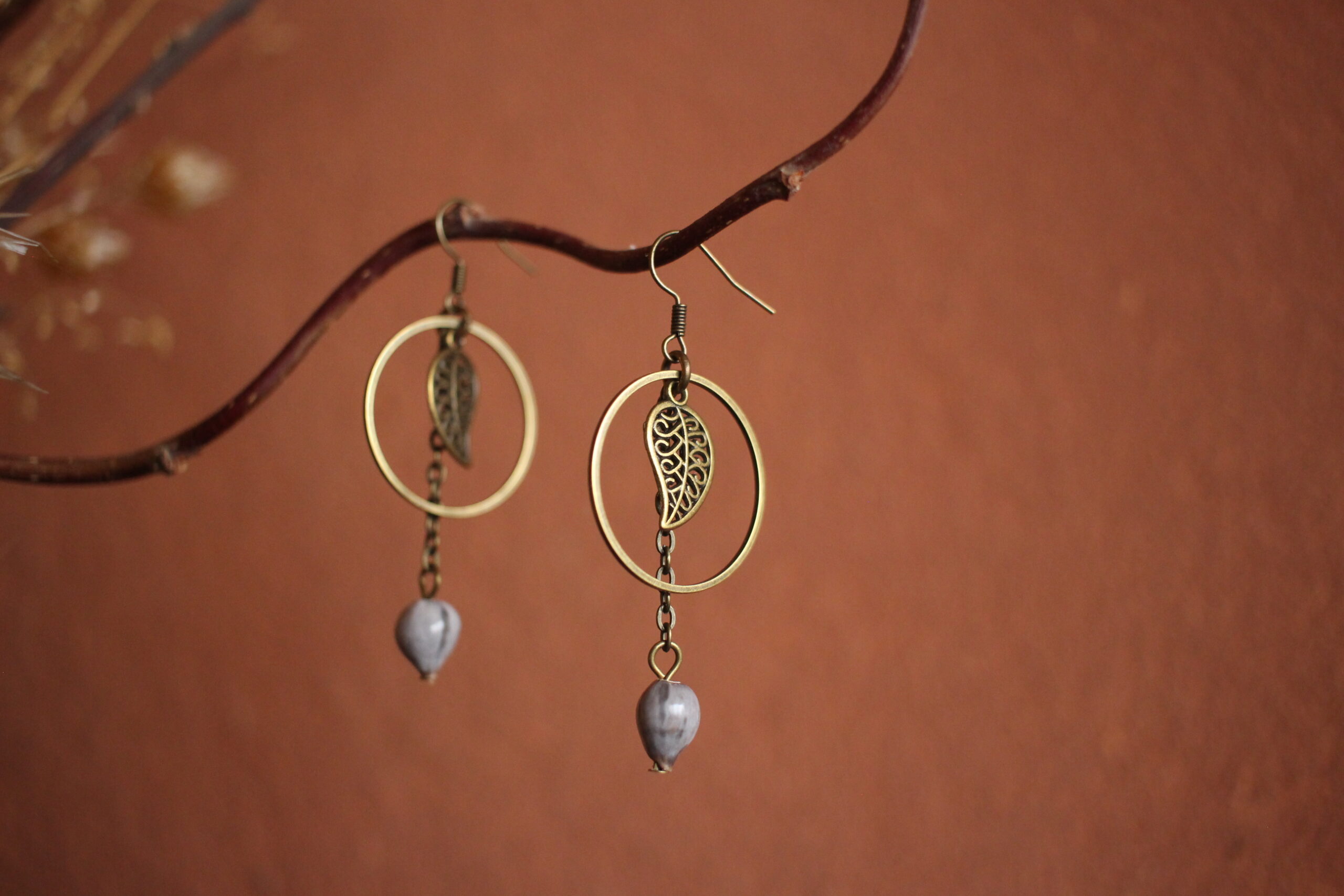 Boucles d'oreilles Rond feuille et Job – Image 2