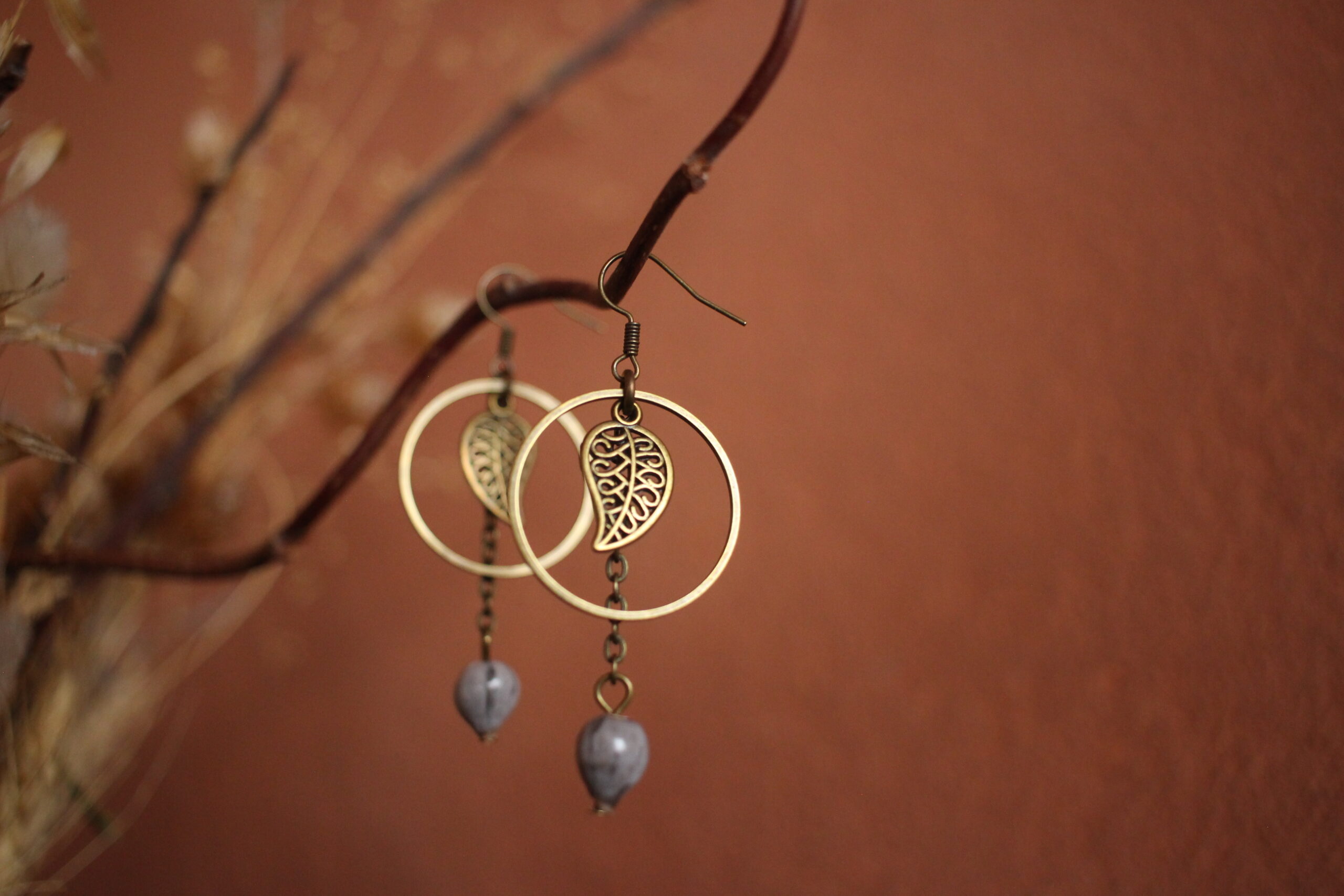 Boucles d'oreilles Rond feuille et Job – Image 3