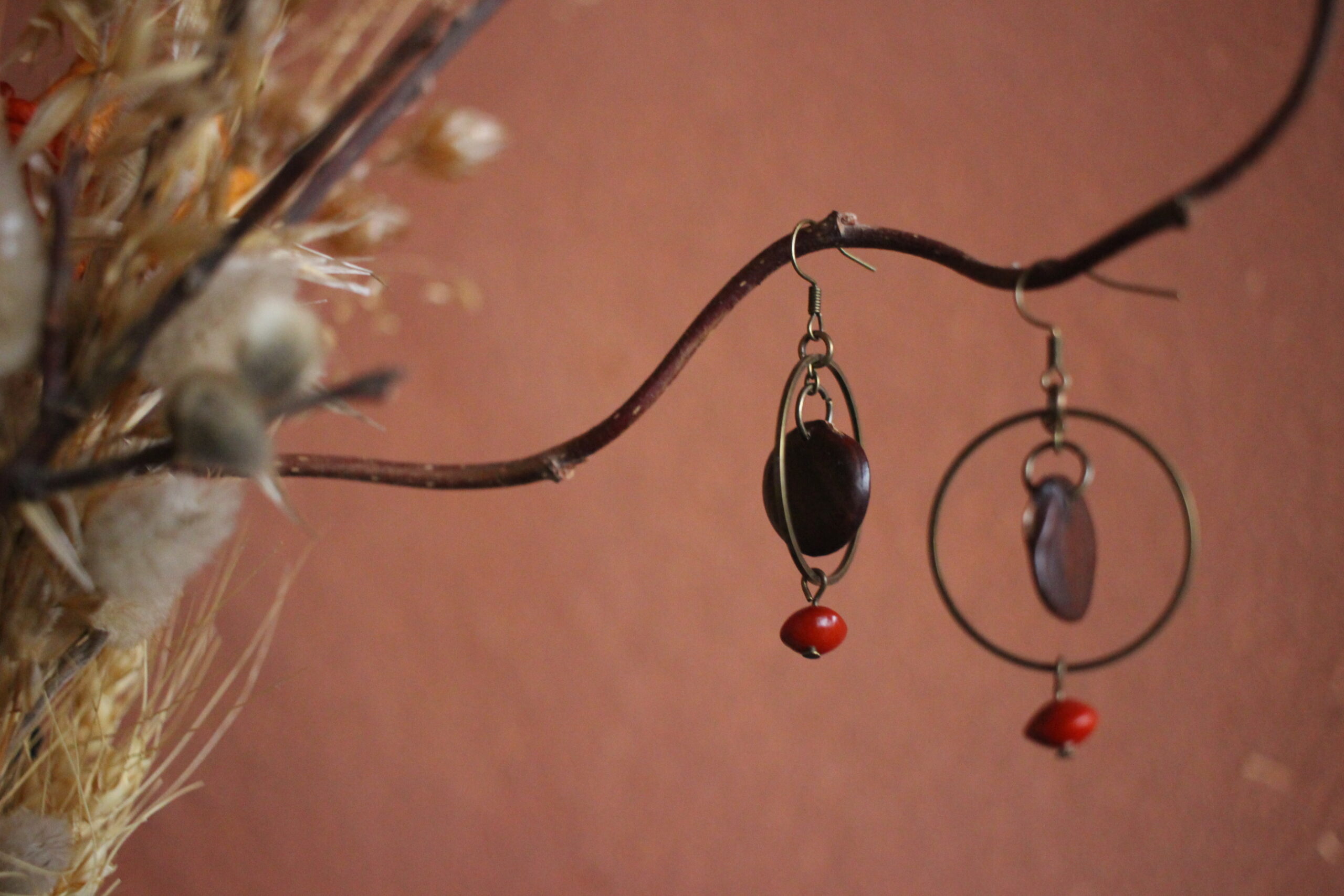 Boucles d'oreilles Glycine et rouge – Image 6