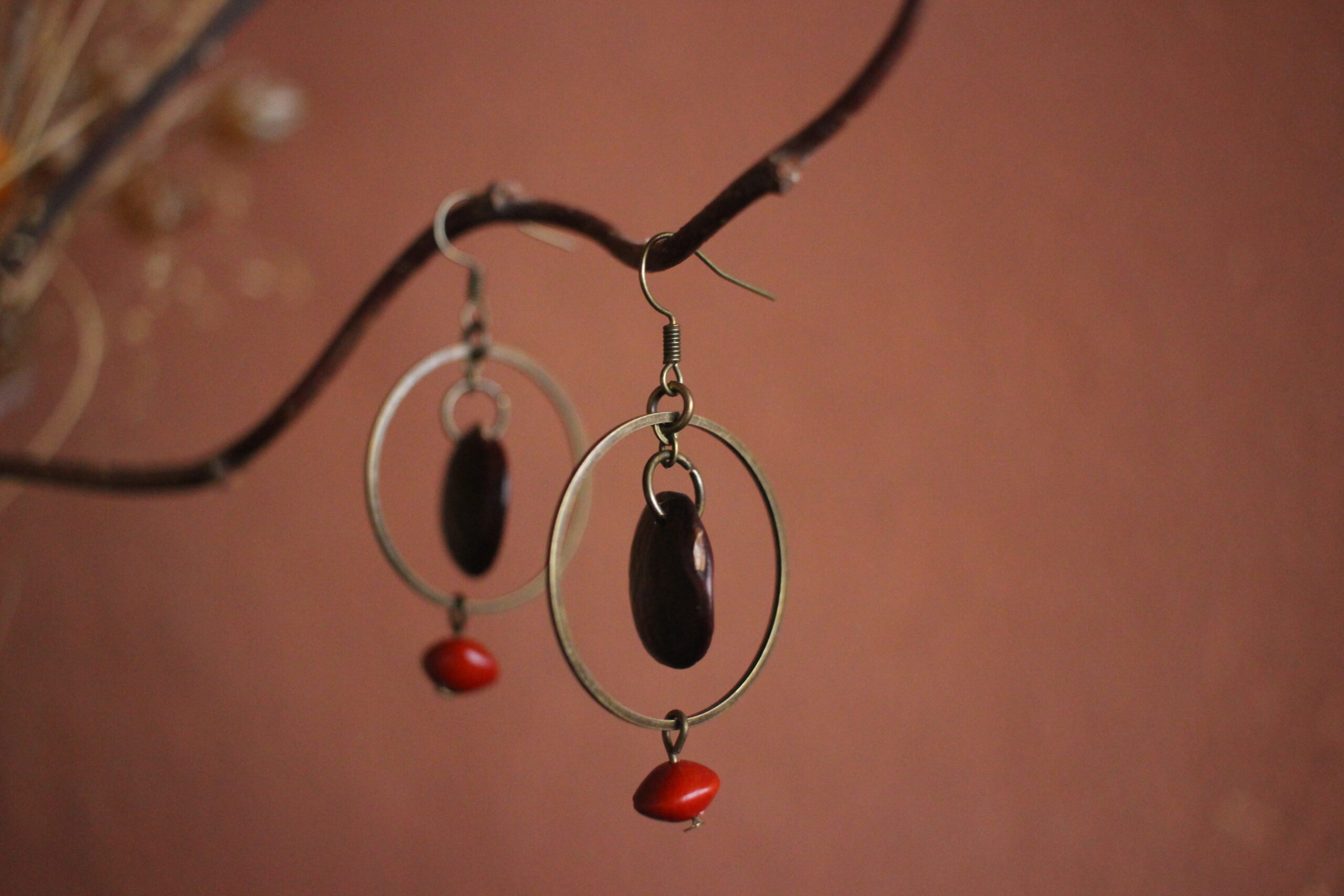 Boucles d'oreilles Glycine et rouge – Image 4