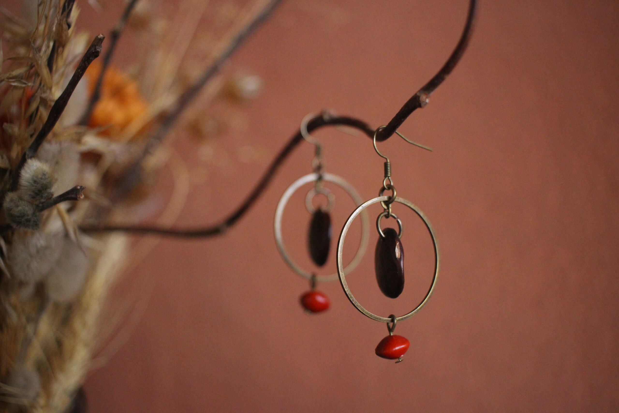 Boucles d'oreilles Glycine et rouge