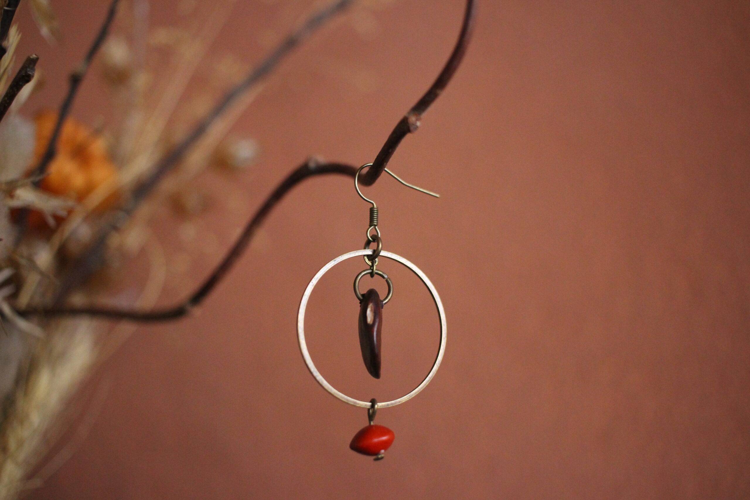 Boucles d'oreilles Glycine et rouge – Image 3