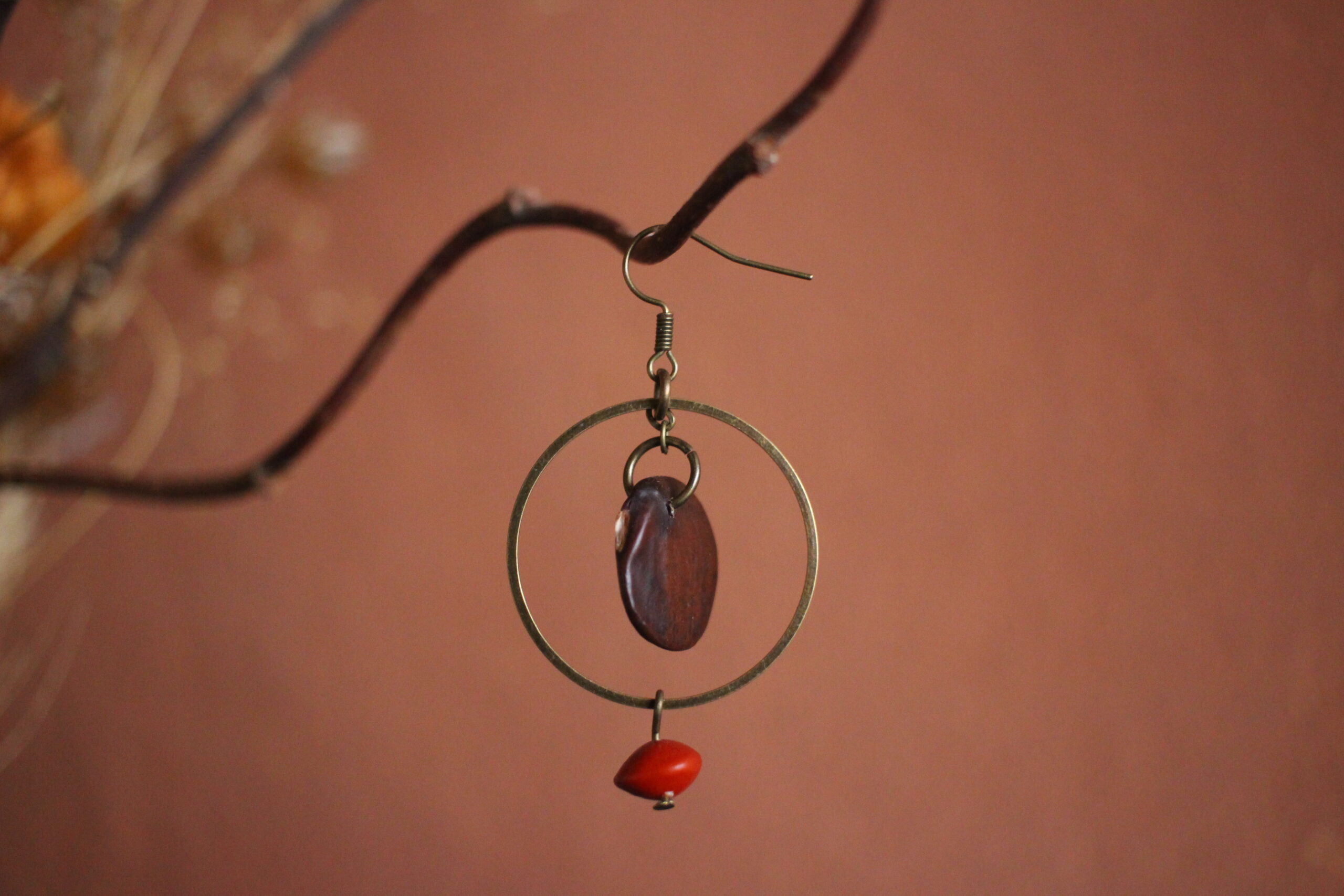 Boucles d'oreilles Glycine et rouge – Image 2