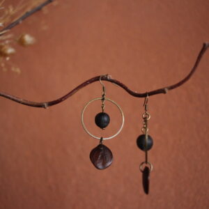 Boucles d'oreilles Rond noir et glycine