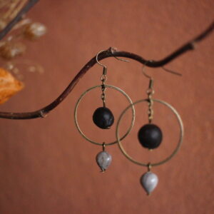 Boucles d'oreilles Rond noir et job