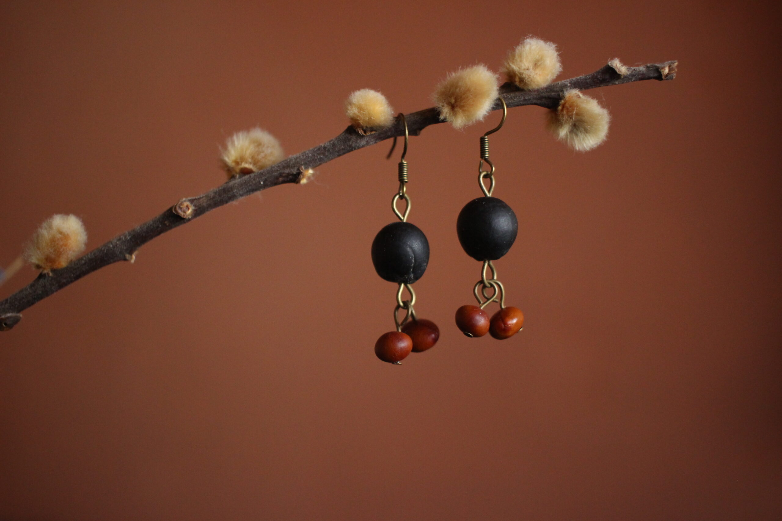 Boucles d'oreilles Savonnette et graines de casse